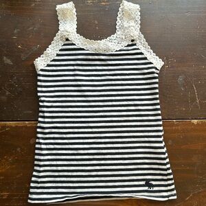 Abercrombie Kids striped and lace tank top, girls size 5/6